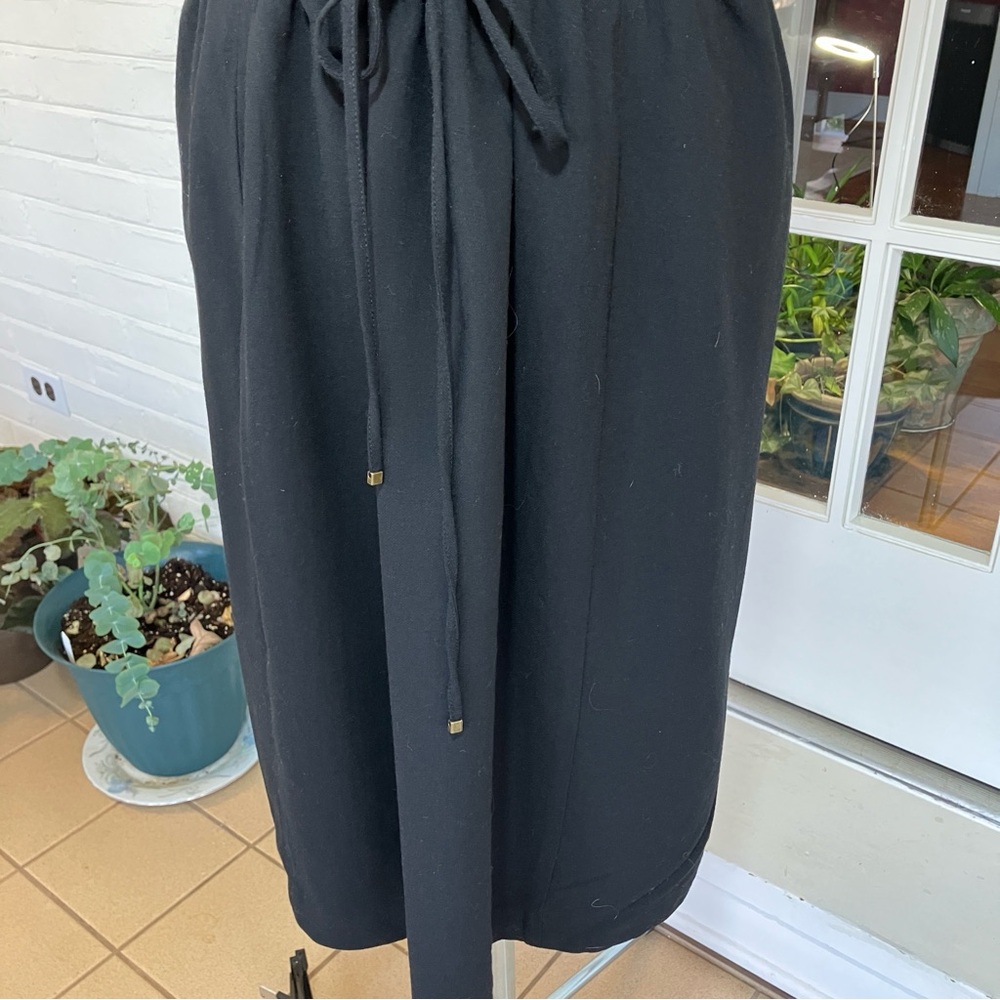 Talbots Wool Blend Sleeveless Sheath Dress | Tie Waist | Black | Lined XL 12/14 - Picture 4 of 11